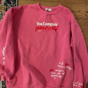 Pink Crewneck Sweater with Motivational Print